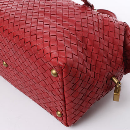 Bottega Veneta Intrecciato-Lederhandtasche in Rot