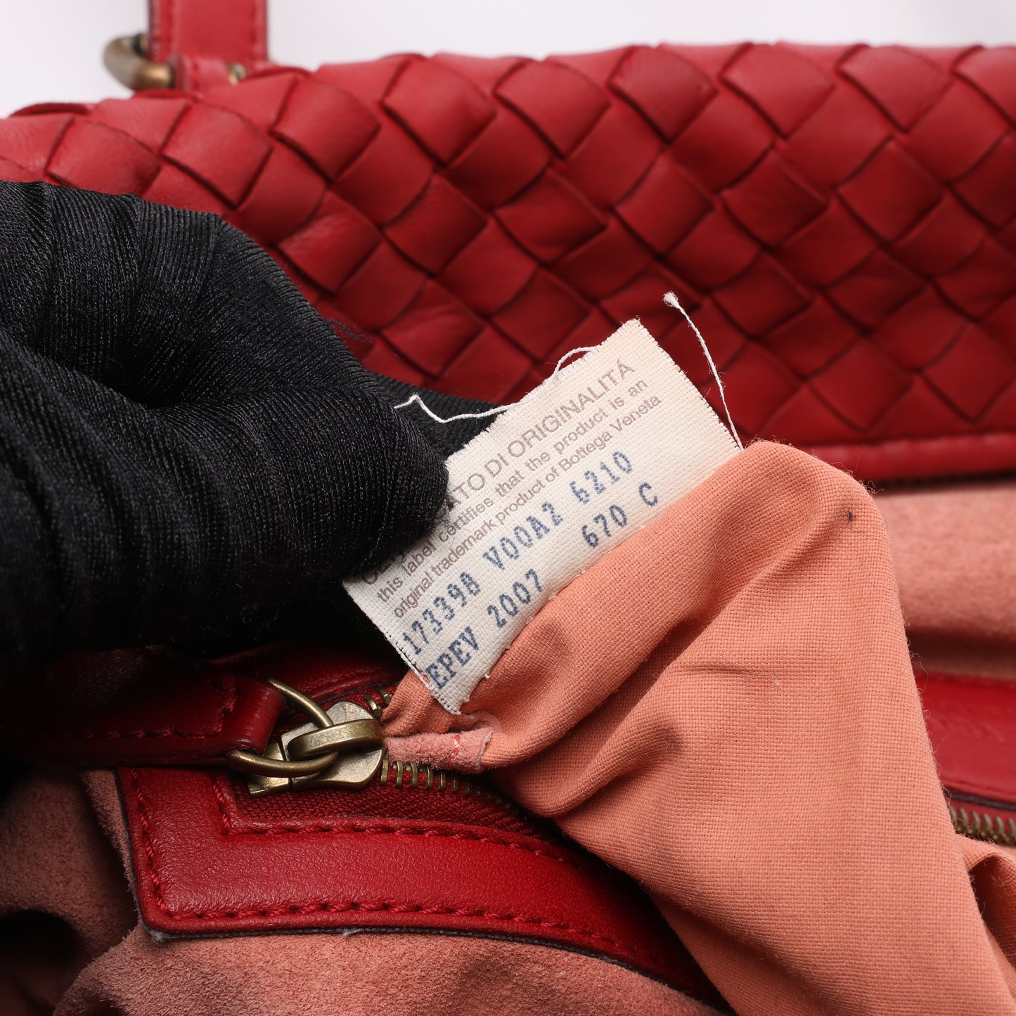 Bottega Veneta Intrecciato-Lederhandtasche in Rot