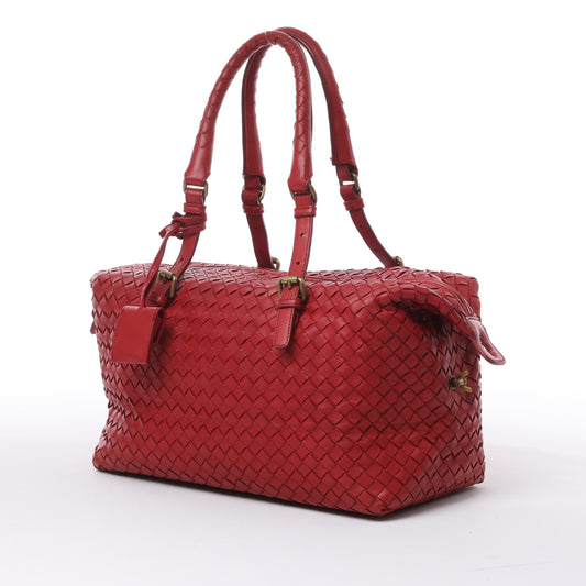 Bottega Veneta Intrecciato-Lederhandtasche in Rot
