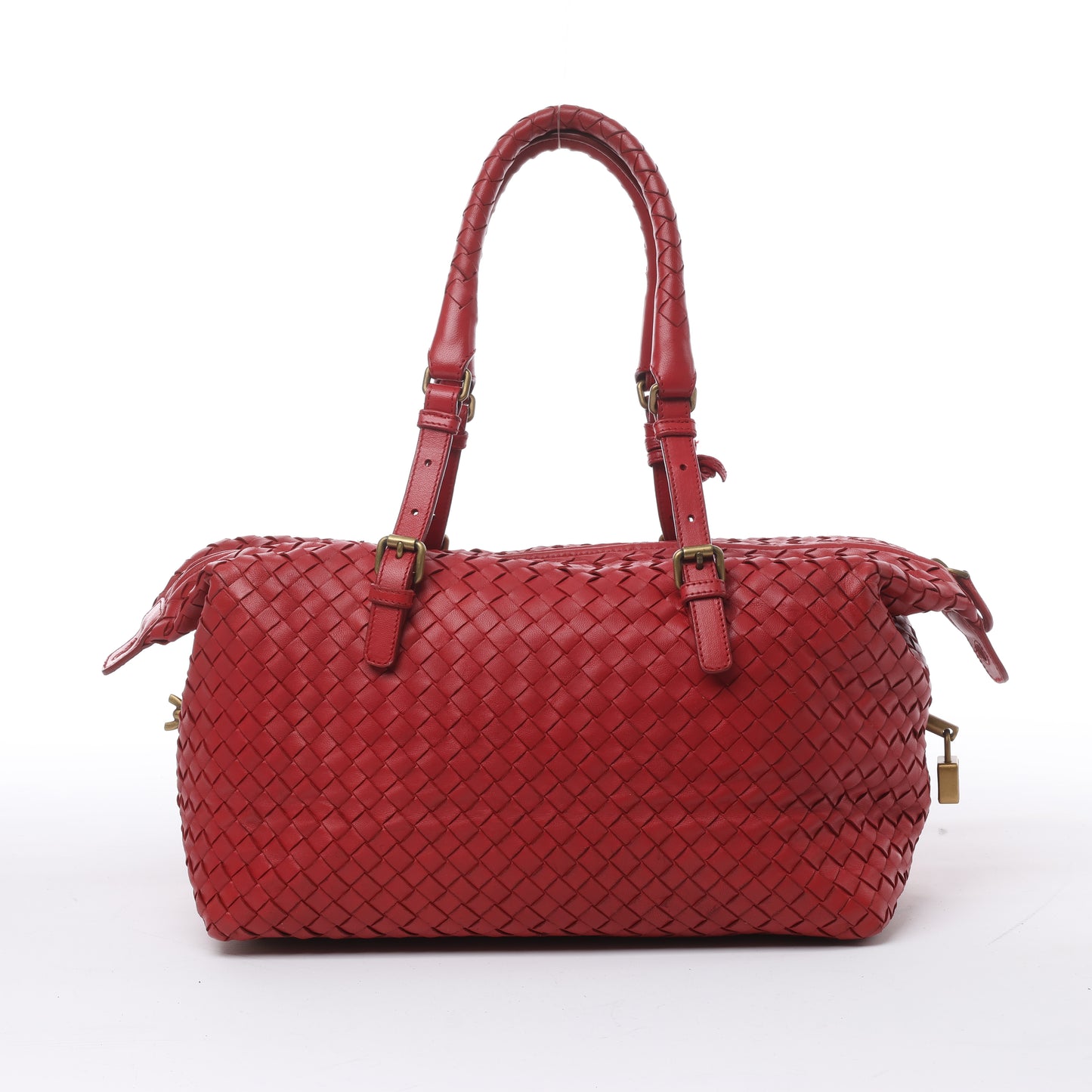 Bottega Veneta Intrecciato-Lederhandtasche in Rot