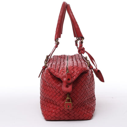 Bottega Veneta Intrecciato-Lederhandtasche in Rot