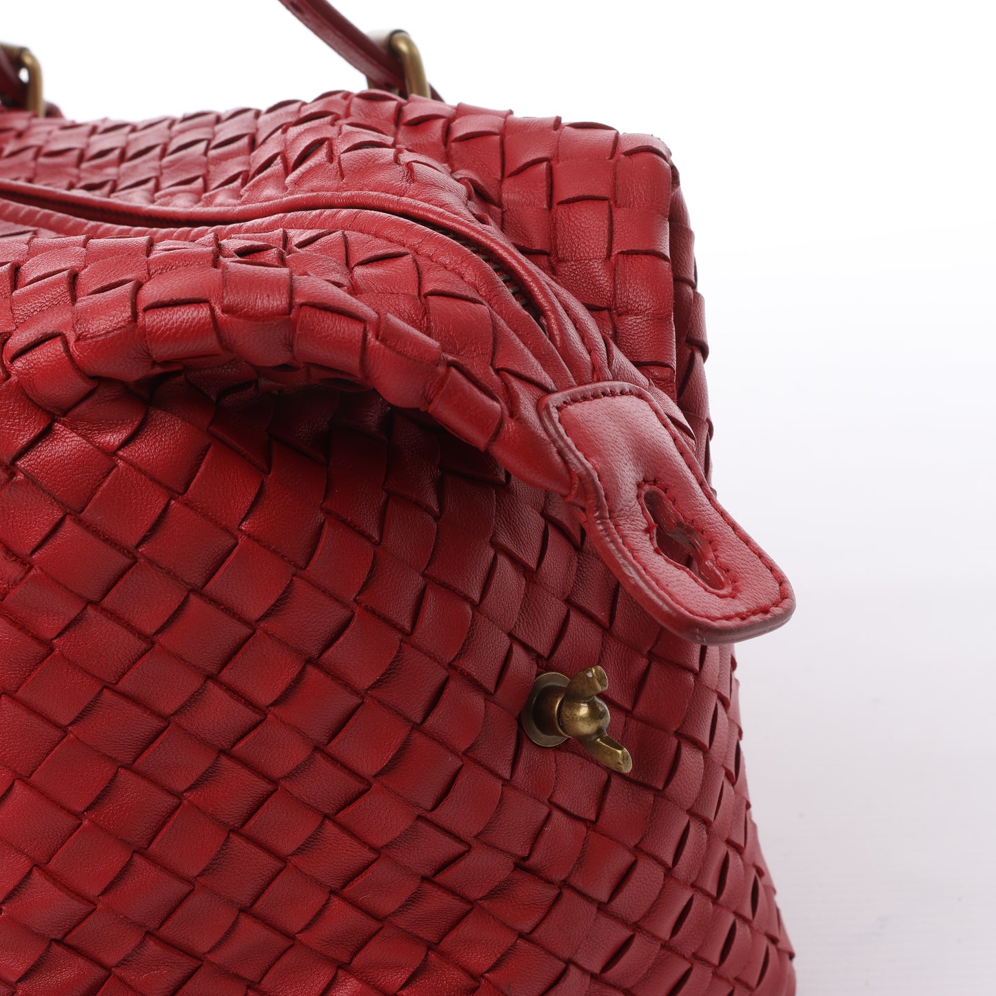 Bottega Veneta Intrecciato-Lederhandtasche in Rot