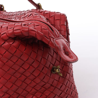 Bottega Veneta Intrecciato-Lederhandtasche in Rot