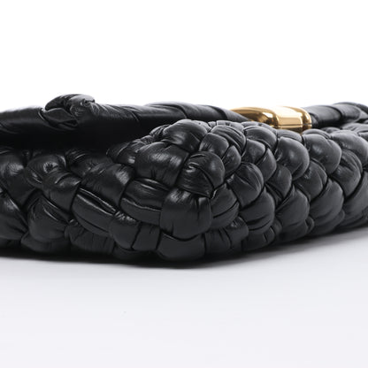 Bottega Veneta – Rumple Desiree – Schultertasche aus gewebtem Leder in Schwarz