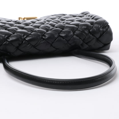 Bottega Veneta – Rumple Desiree – Schultertasche aus gewebtem Leder in Schwarz
