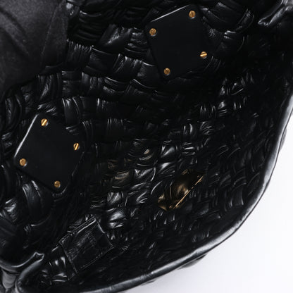 Bottega Veneta – Rumple Desiree – Schultertasche aus gewebtem Leder in Schwarz