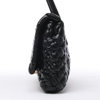 Bottega Veneta – Rumple Desiree – Schultertasche aus gewebtem Leder in Schwarz