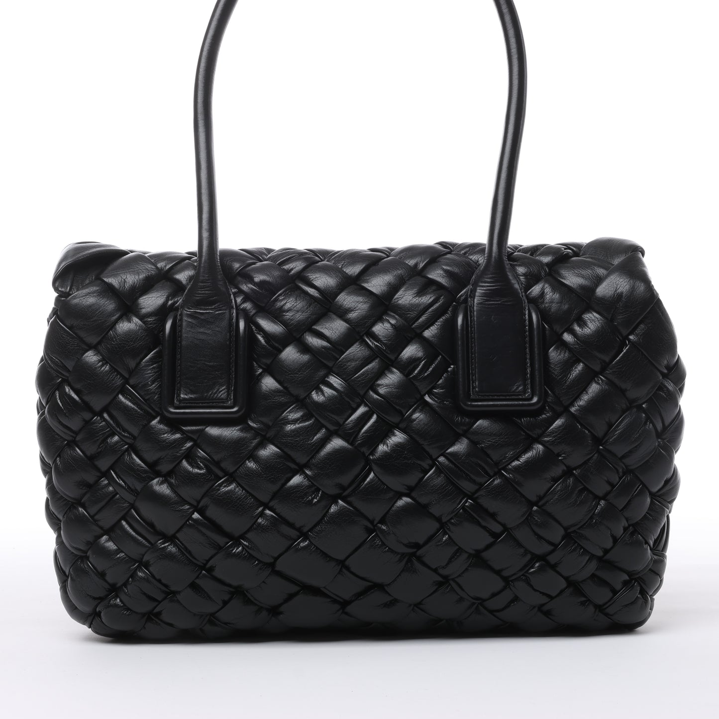 Bottega Veneta – Rumple Desiree – Schultertasche aus gewebtem Leder in Schwarz