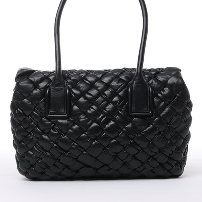 Bottega Veneta – Rumple Desiree – Schultertasche aus gewebtem Leder in Schwarz