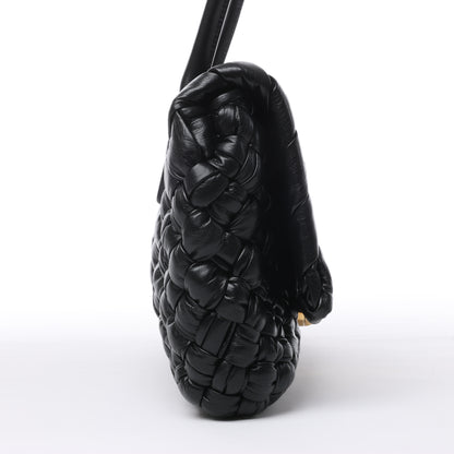 Bottega Veneta – Rumple Desiree – Schultertasche aus gewebtem Leder in Schwarz
