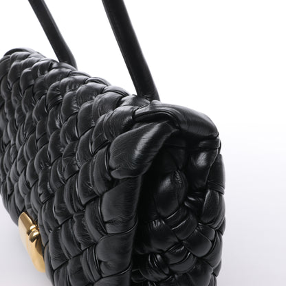Bottega Veneta – Rumple Desiree – Schultertasche aus gewebtem Leder in Schwarz