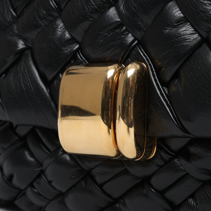 Bottega Veneta – Rumple Desiree – Schultertasche aus gewebtem Leder in Schwarz