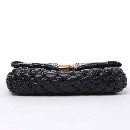 Bottega Veneta – Rumple Desiree – Schultertasche aus gewebtem Leder in Schwarz