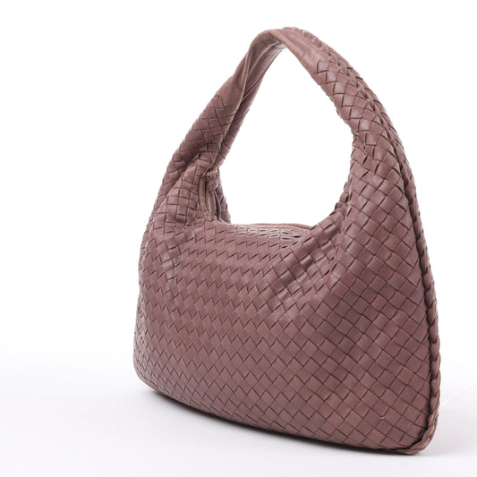 Bottega Veneta Intrecciato Hobo Leder Umhängetasche in Dusty Rose Taupe 115653