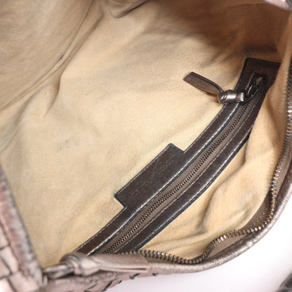 Bottega Veneta Intrecciato Hobo Leder Umhängetasche in Gold