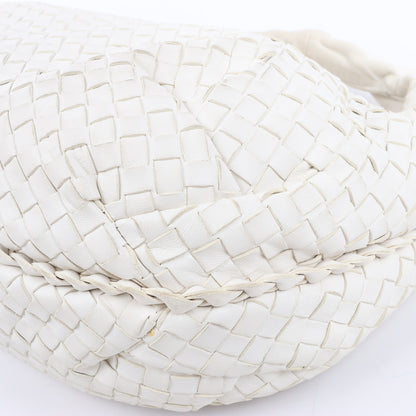 Bottega Veneta Intrecciato Hobo Leder Umhängetasche in Weiß