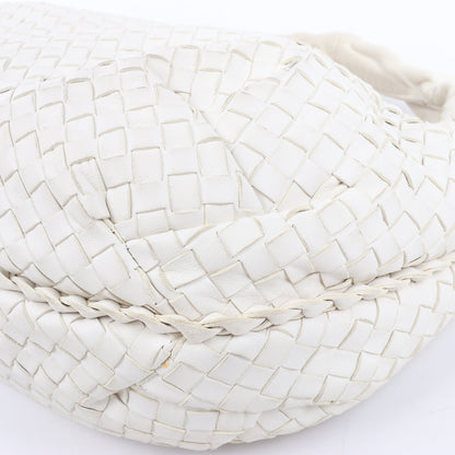 Bottega Veneta Intrecciato Hobo Leder Umhängetasche in Weiß
