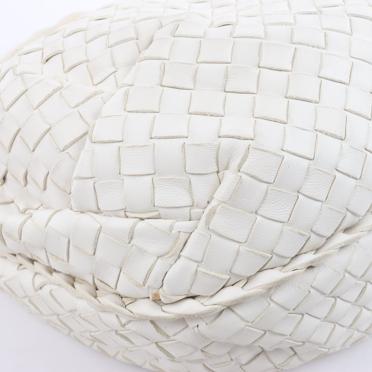 Bottega Veneta Intrecciato Hobo Leder Umhängetasche in Weiß