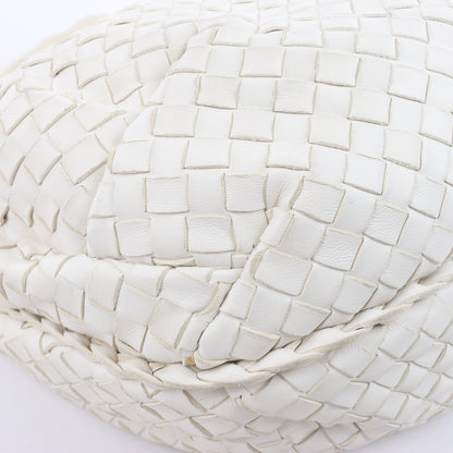 Bottega Veneta Intrecciato Hobo Leder Umhängetasche in Weiß