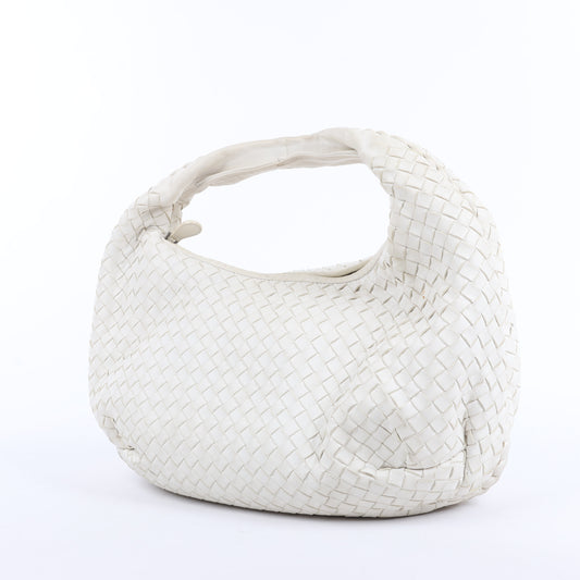 Bottega Veneta Intrecciato Hobo Leder Umhängetasche in Weiß