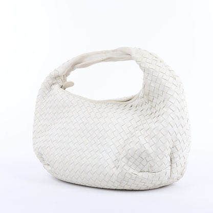 Bottega Veneta Intrecciato Hobo Leder Umhängetasche in Weiß
