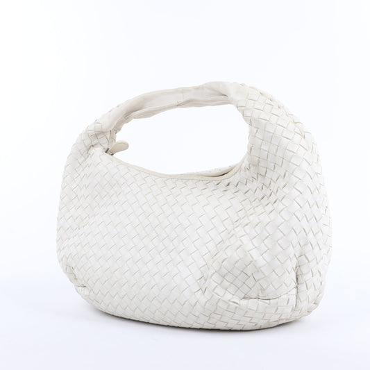 Bottega Veneta Intrecciato Hobo Leder Umhängetasche in Weiß