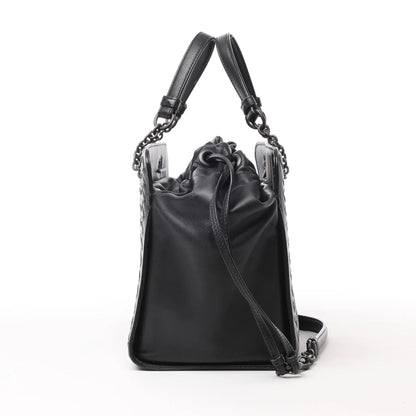 Bottega Veneta Intrecciato Leder 2Way Handtasche in Schwarz