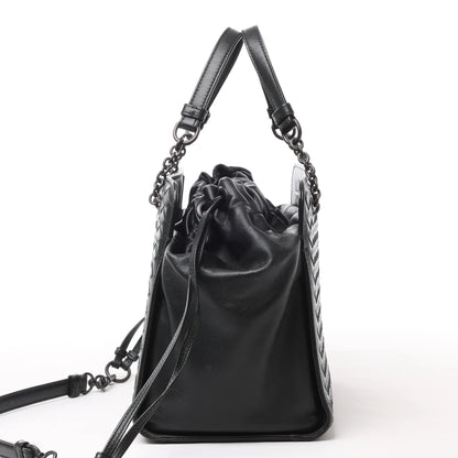 Bottega Veneta Intrecciato Leder 2Way Handtasche in Schwarz