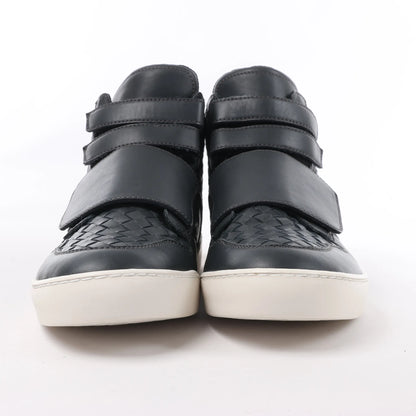 Bottega Veneta Intrecciato Leather High-top Sneakers in Navy Blue, Size 43 EU