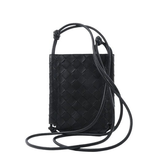 Bottega Veneta Intrecciato Leder Umhängetasche in Schwarz