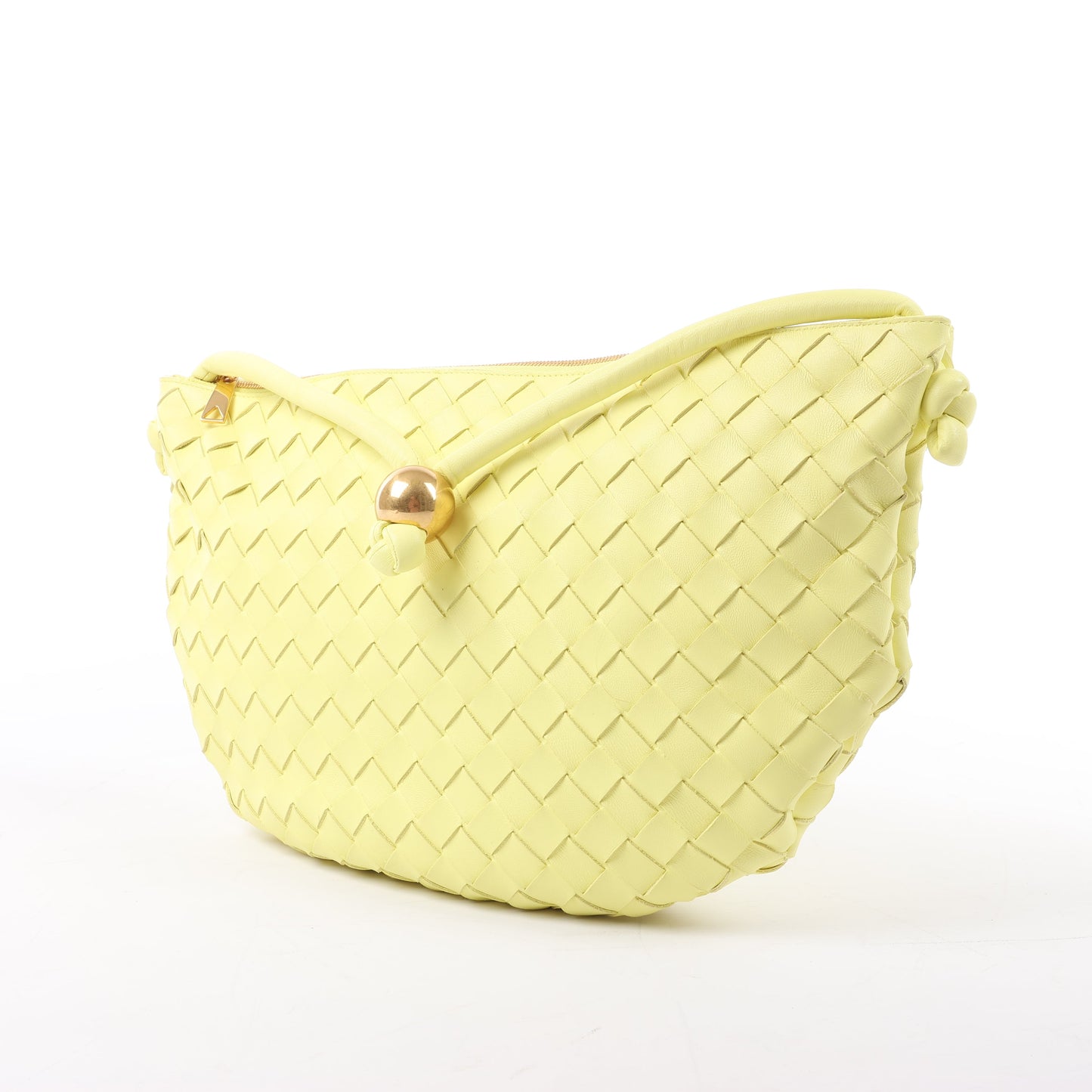 Bottega Veneta Intrecciato Medium Turns Pouch Schultertasche aus Leder in Gelb
