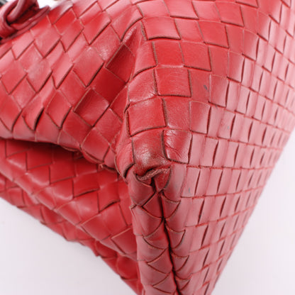 Bottega Veneta Intrecciato Roma Lederhandtasche in Rot