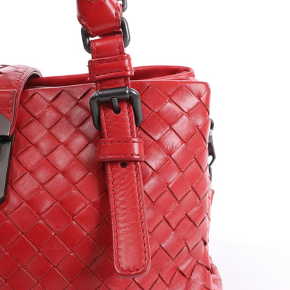 Bottega Veneta Intrecciato Roma Lederhandtasche in Rot
