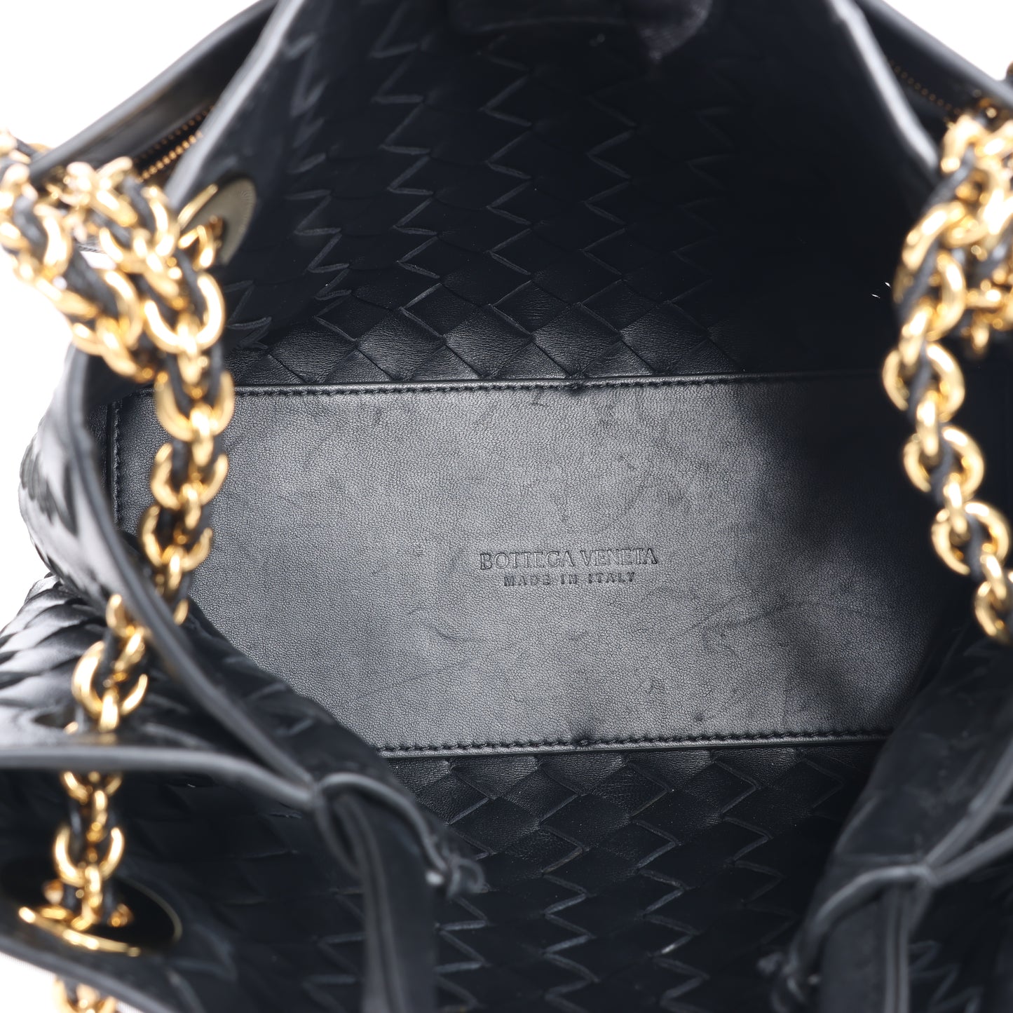 Bottega Veneta Intrecciato Kleine 2-Wege-Handtasche aus Andiamo-Leder in Schwarz