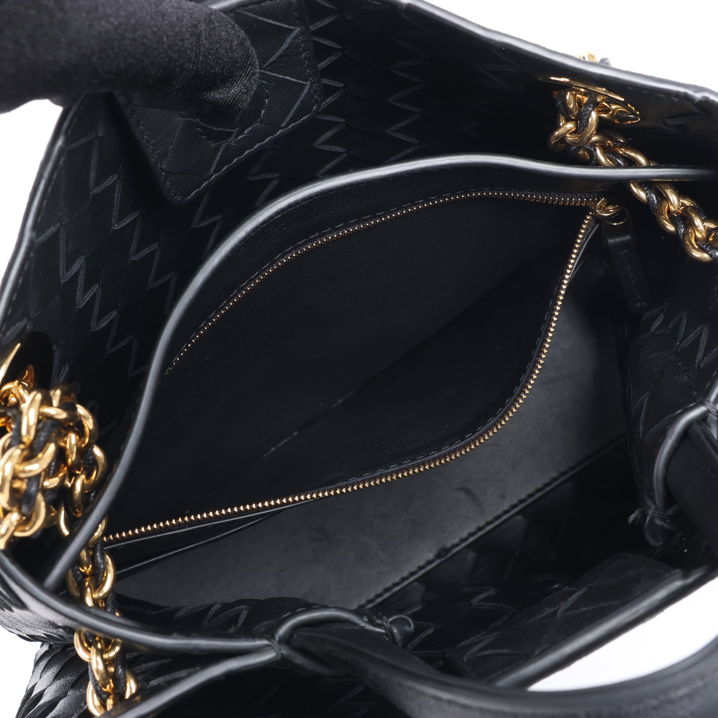Bottega Veneta Intrecciato Kleine 2-Wege-Handtasche aus Andiamo-Leder in Schwarz