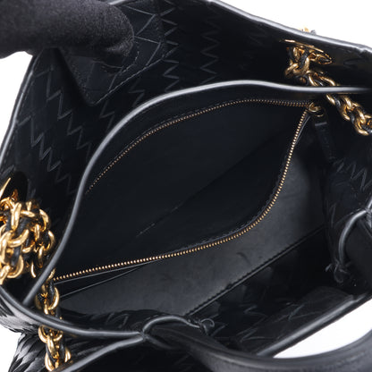 Bottega Veneta Intrecciato Kleine 2-Wege-Handtasche aus Andiamo-Leder in Schwarz