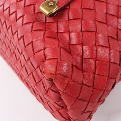 Bottega Veneta Intrecciato-Lederhandtasche in Rot