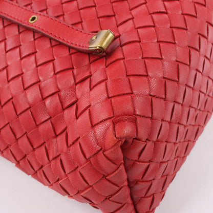 Bottega Veneta Intrecciato-Lederhandtasche in Rot