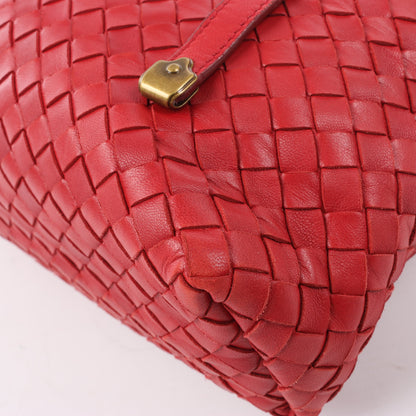 Bottega Veneta Intrecciato-Lederhandtasche in Rot
