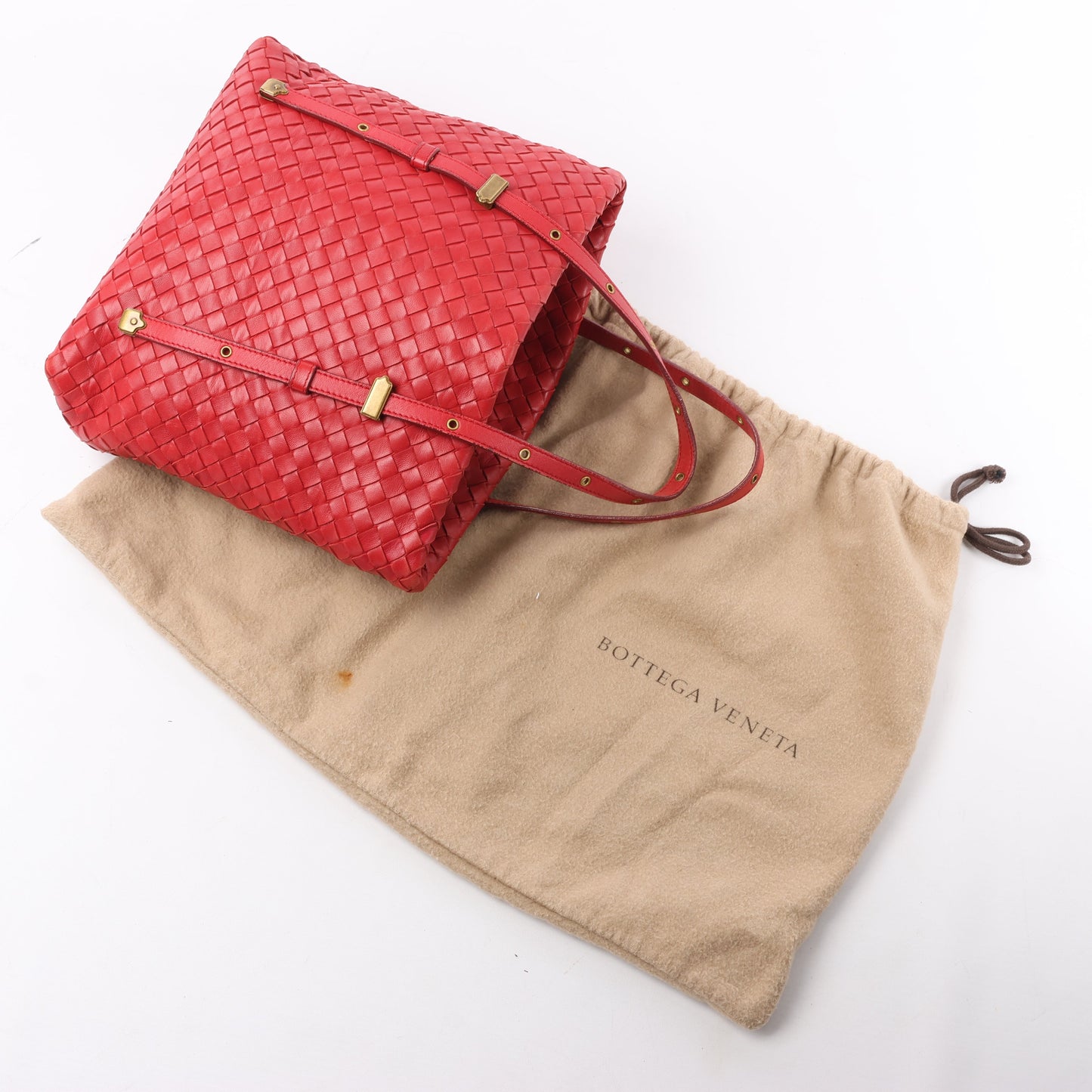 Bottega Veneta Intrecciato-Lederhandtasche in Rot