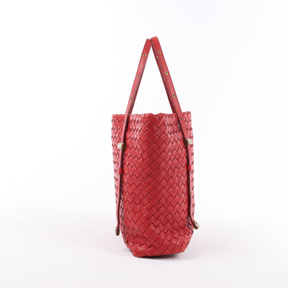 Bottega Veneta Intrecciato-Lederhandtasche in Rot