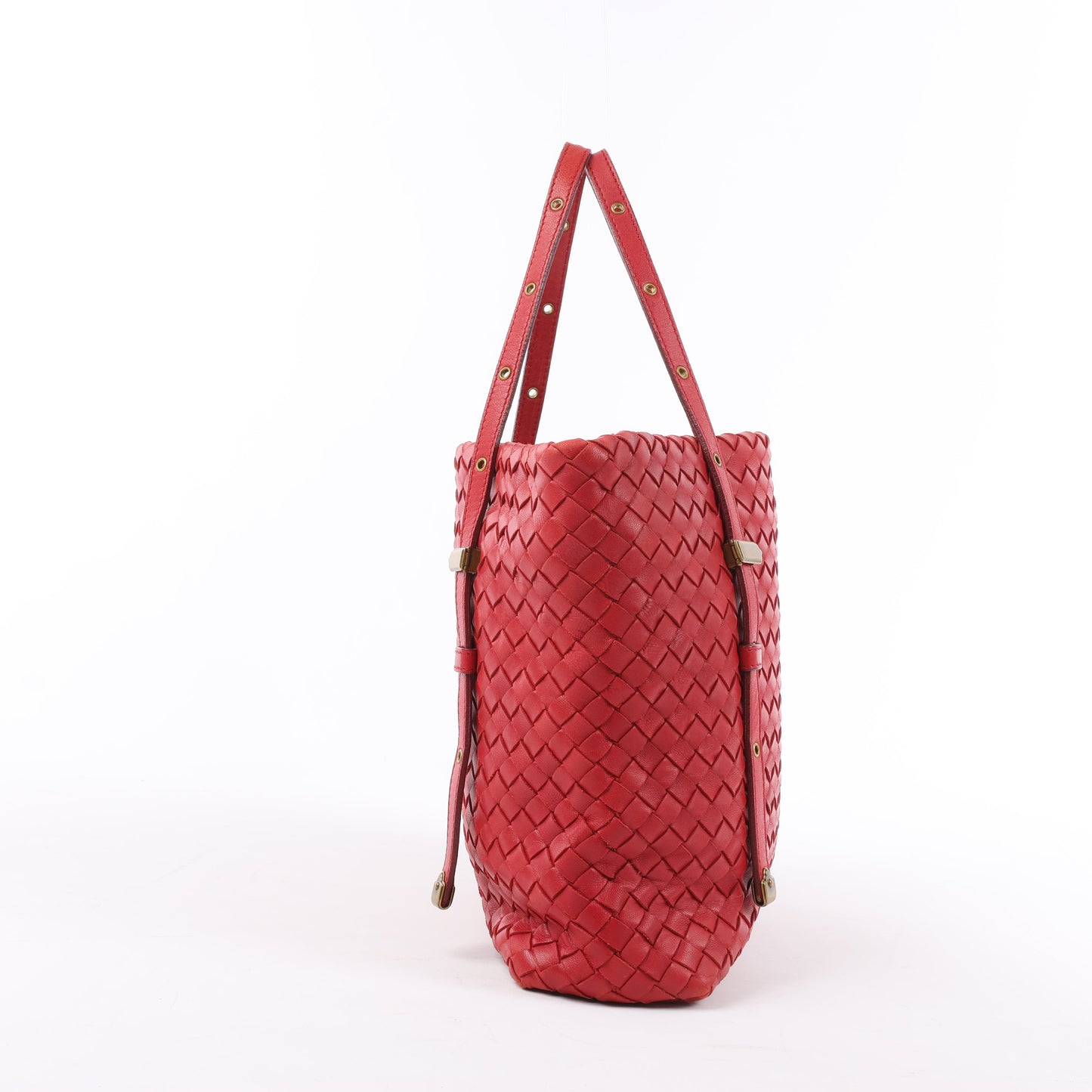 Bottega Veneta Intrecciato-Lederhandtasche in Rot
