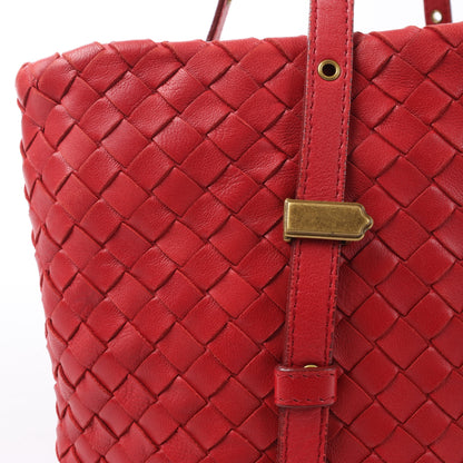 Bottega Veneta Intrecciato-Lederhandtasche in Rot