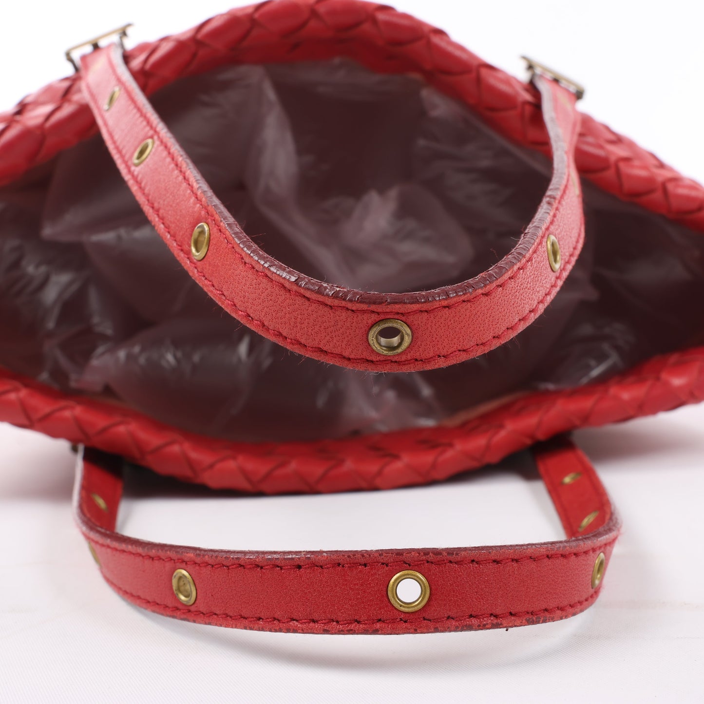 Bottega Veneta Intrecciato-Lederhandtasche in Rot