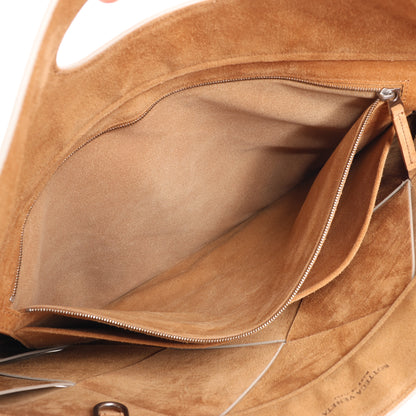 Bottega Veneta Maxi Intrecciato Lederhandtasche in Weiß