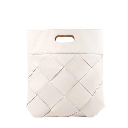 Bottega Veneta Maxi Intrecciato Lederhandtasche in Weiß