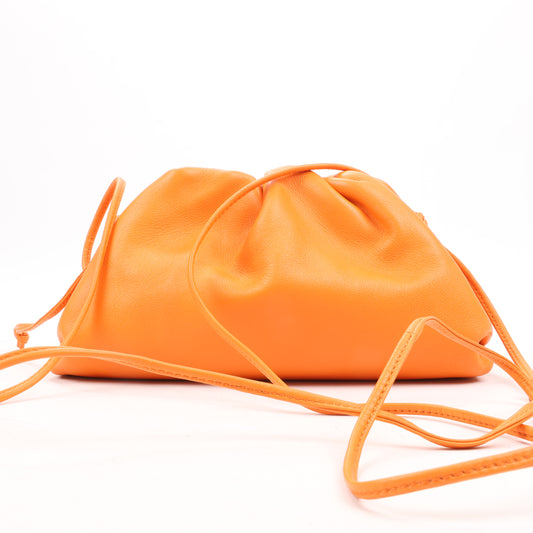 Bottega Veneta Mini The Pouch Leather Shoulder bag in Orange
