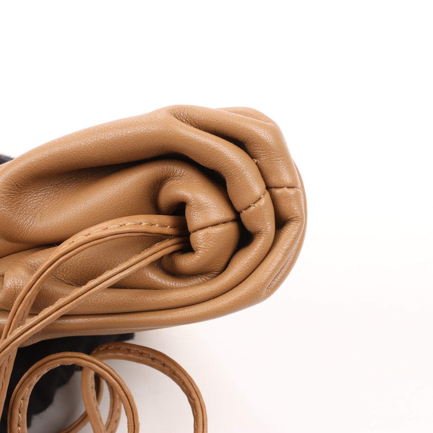Bottega Veneta Micro The Pouch Leather Crossbody bag in Almond
