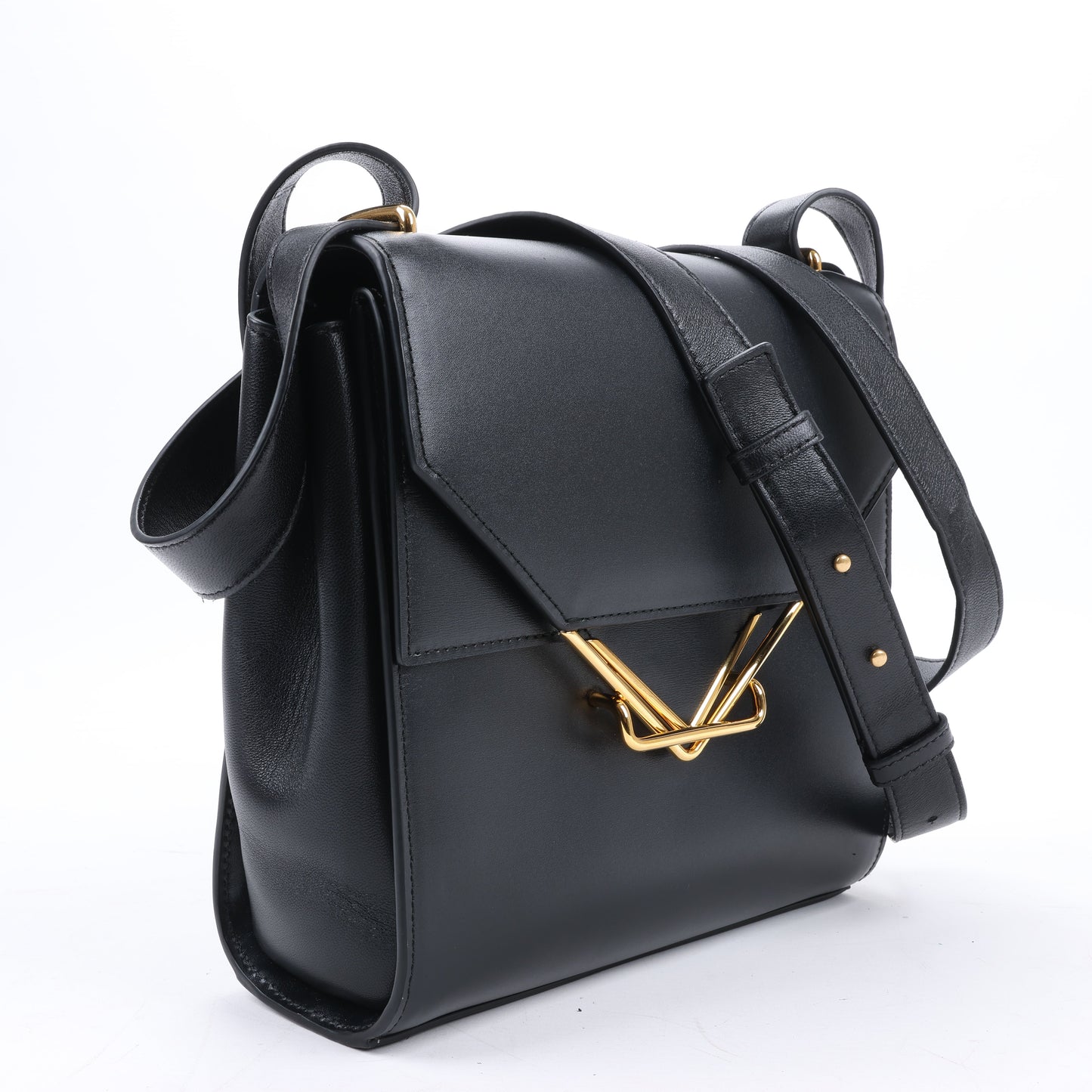 Bottega Veneta Box Calfskin Nappa Clip Shoulder Bag in Black