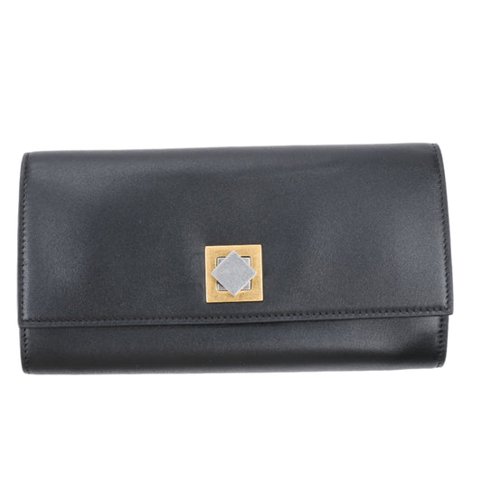 Bottega Veneta – Schwarzes Kontinentalportemonnaie aus glattem Leder